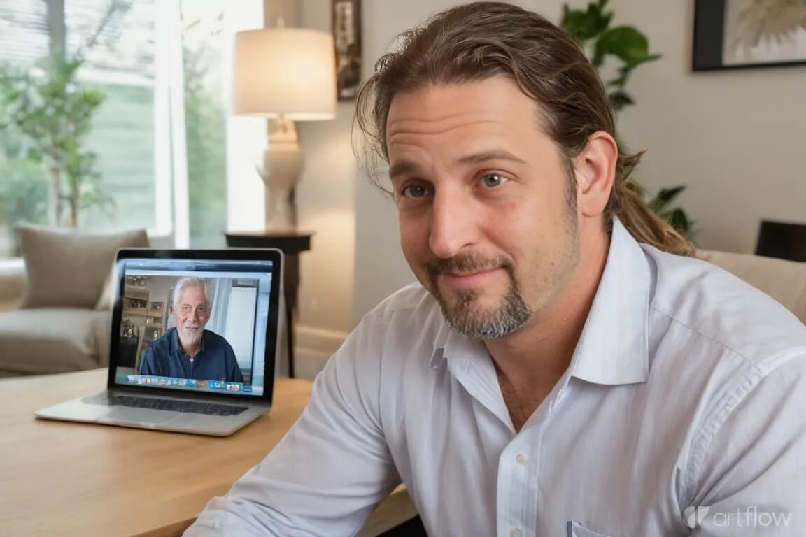 Rob Cholette providing remote support via video call.