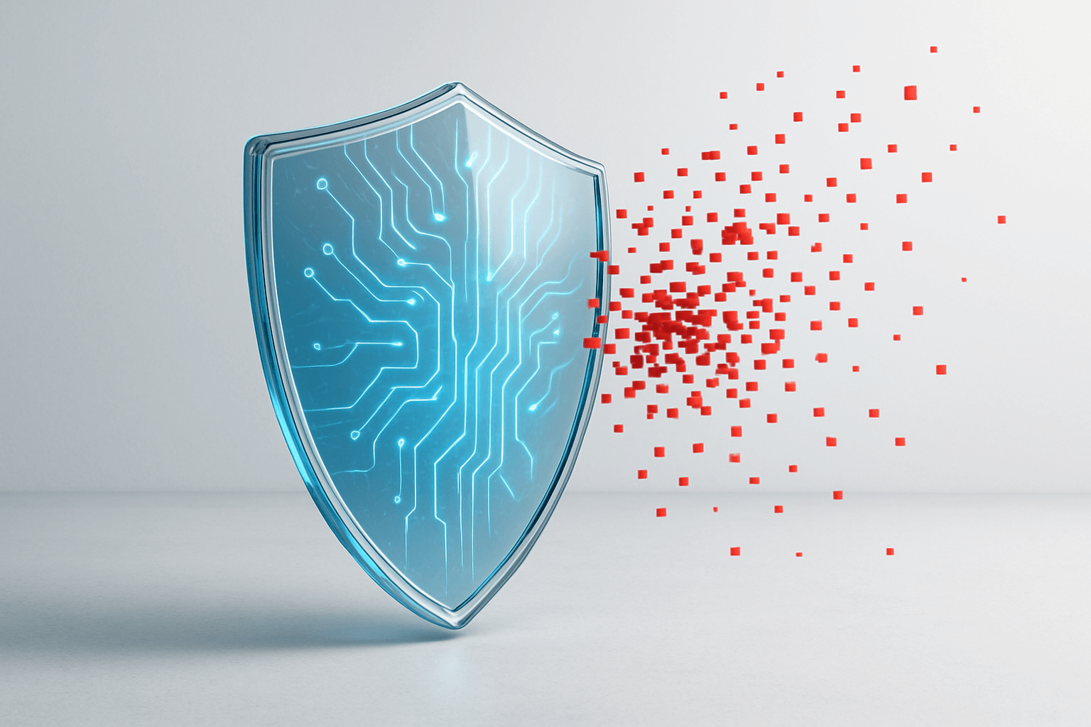 A digital shield protecting from threats.